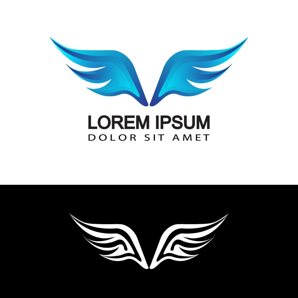 vetor de design de modelo de logotipo moderno asas azuis em fundo isolado