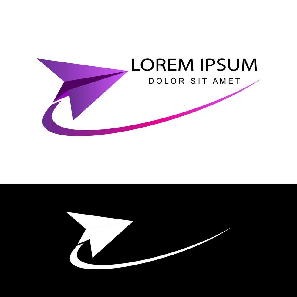 vetor de design de modelo de logotipo de avião de papel origami em fundo isolado