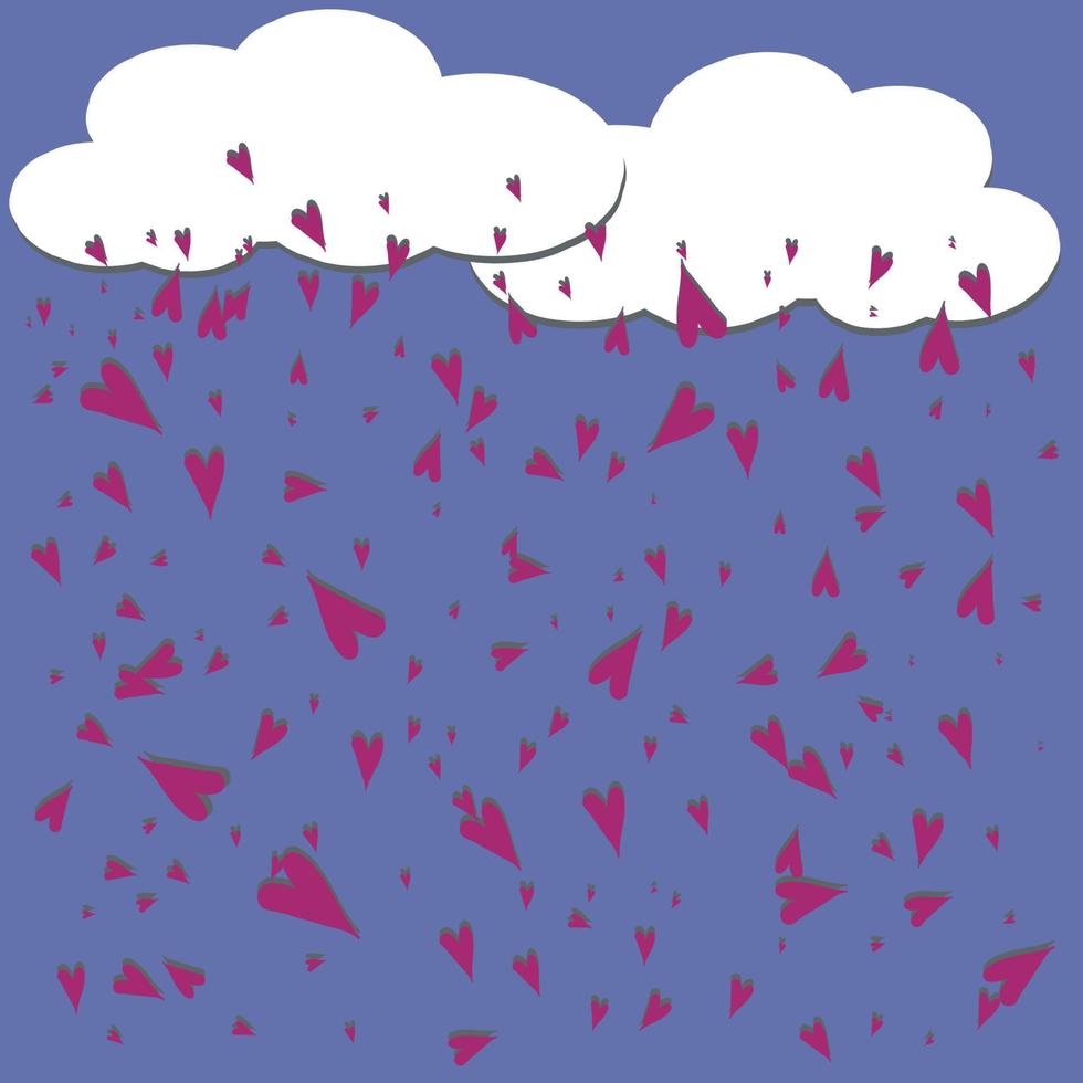 chuva coração rosa azul nuvem fundo romance rosa feliz vetor