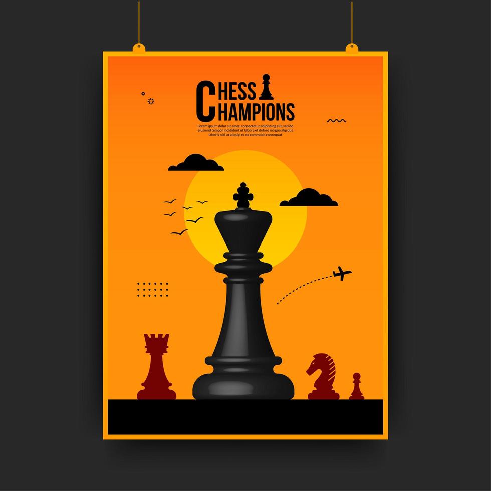 panfleto de competição de batalha de xadrez, conceito de estratégia e gestão de negócios vetor