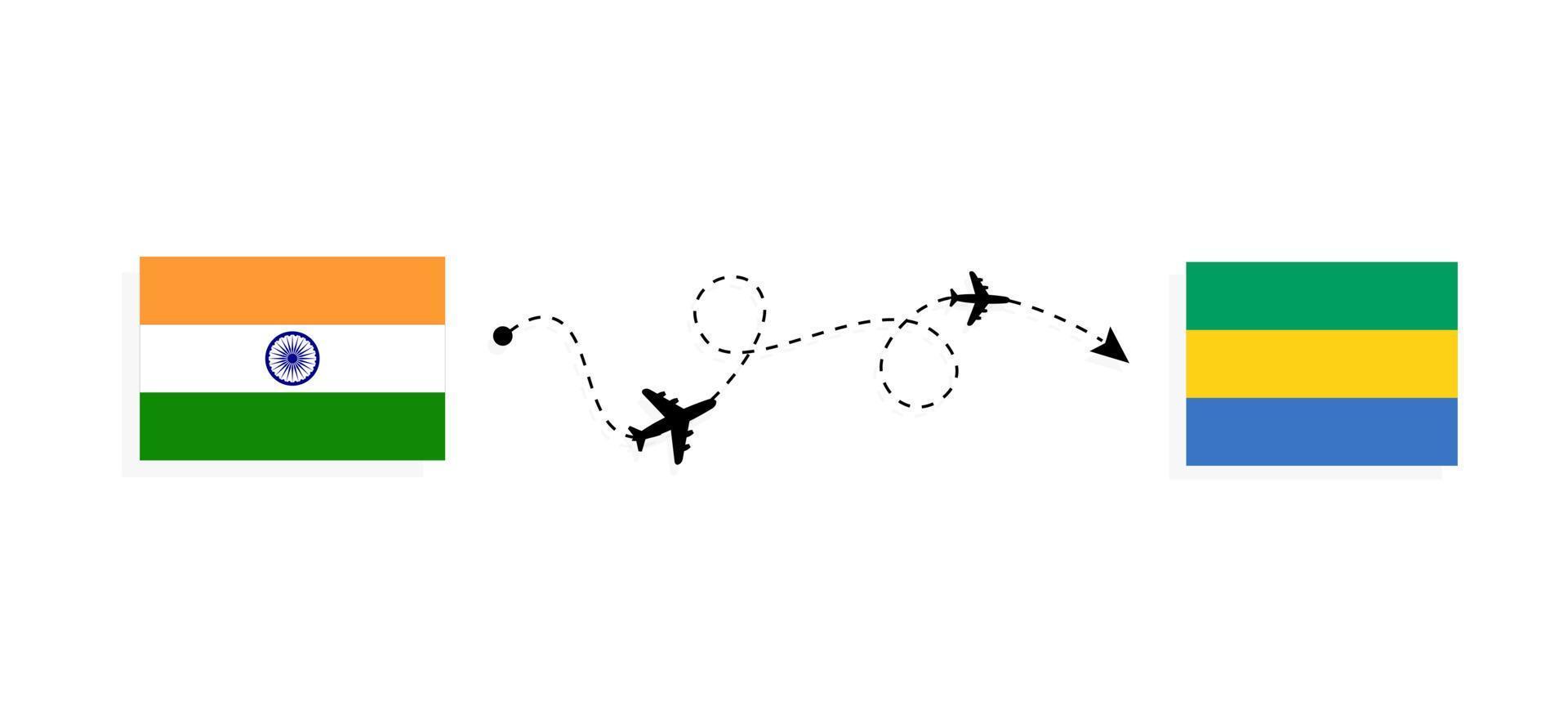voo e viagem da Índia para Gabão pelo conceito de viagem de avião de passageiros vetor