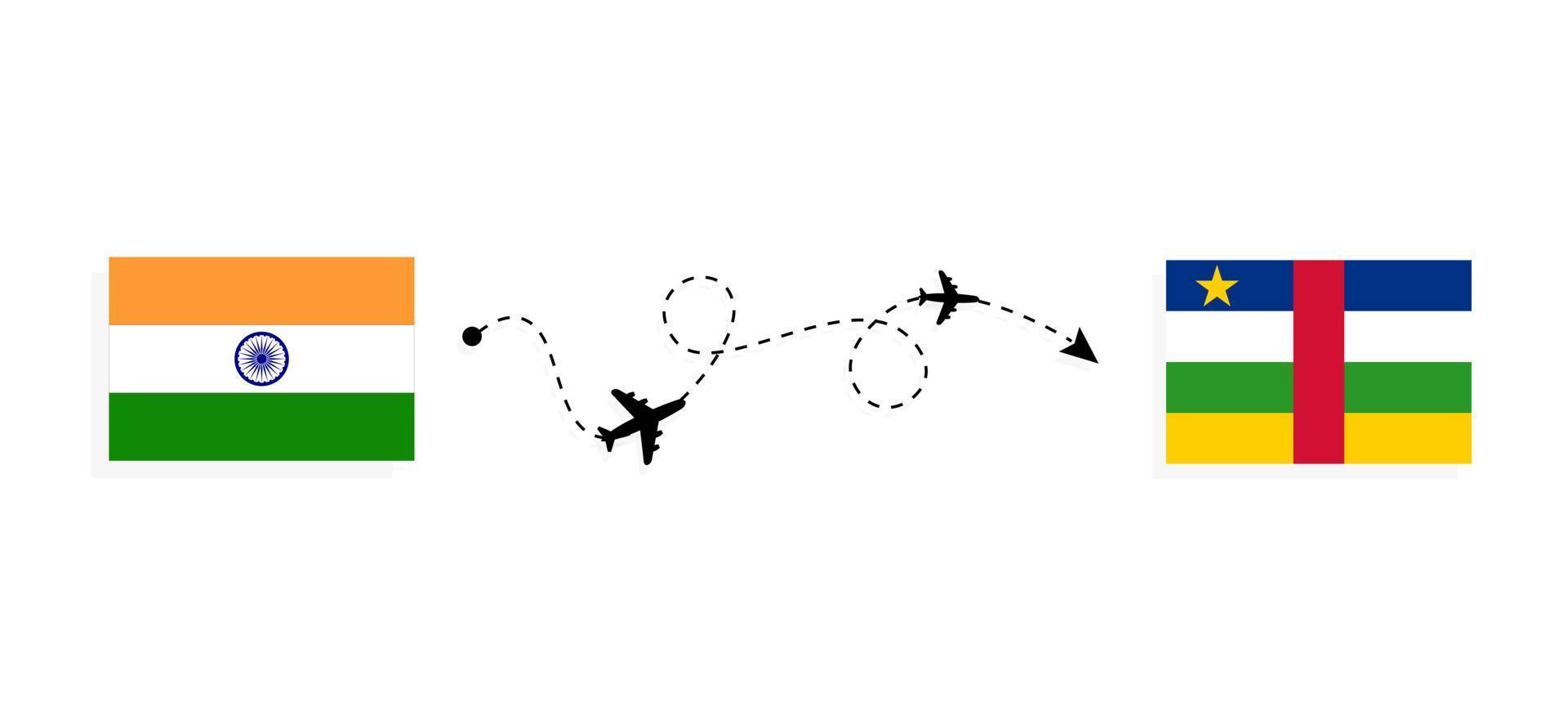 voo e viagem da Índia para a República Centro-Africana pelo conceito de viagem de avião de passageiros vetor