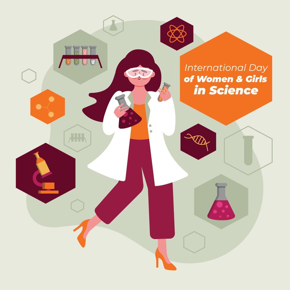 dia internacional das mulheres e meninas na formação científica vetor