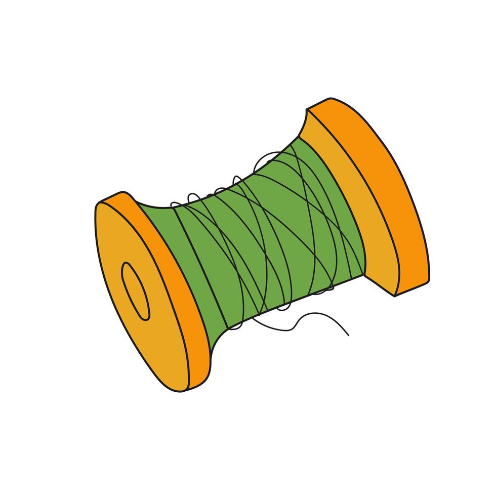 ícone de desenho simples. ícone de bobina de madeira em estilo cartoon, isolado no branco vetor