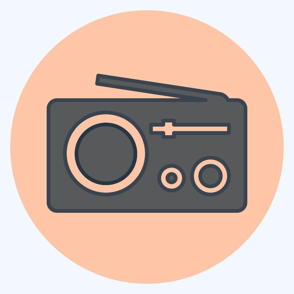 ícone de rádio - estilo de companheiro de cor, ilustração simples, traço editável vetor