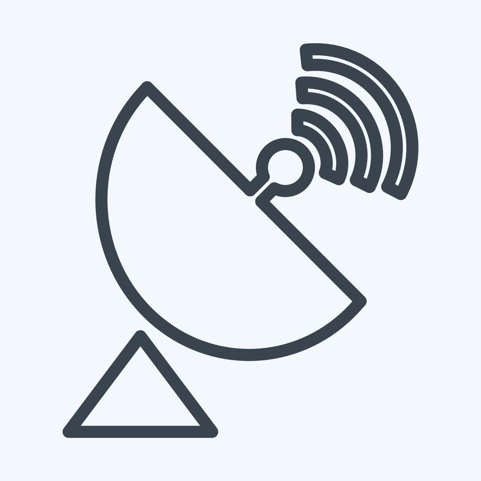 ícone da antena parabólica - estilo de linha, ilustração simples, traço editável vetor