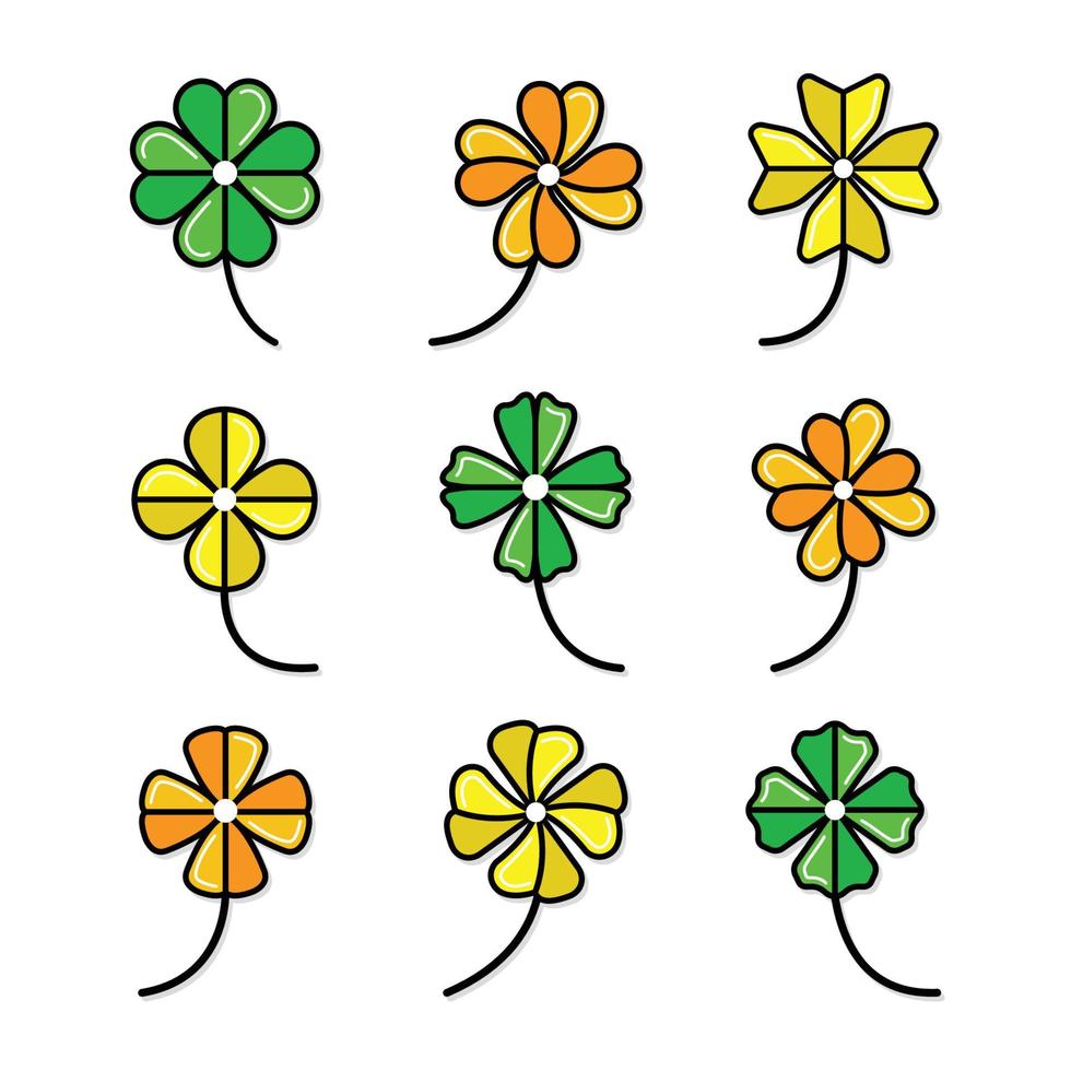 conjunto de ícones de folhas de trevo vetor