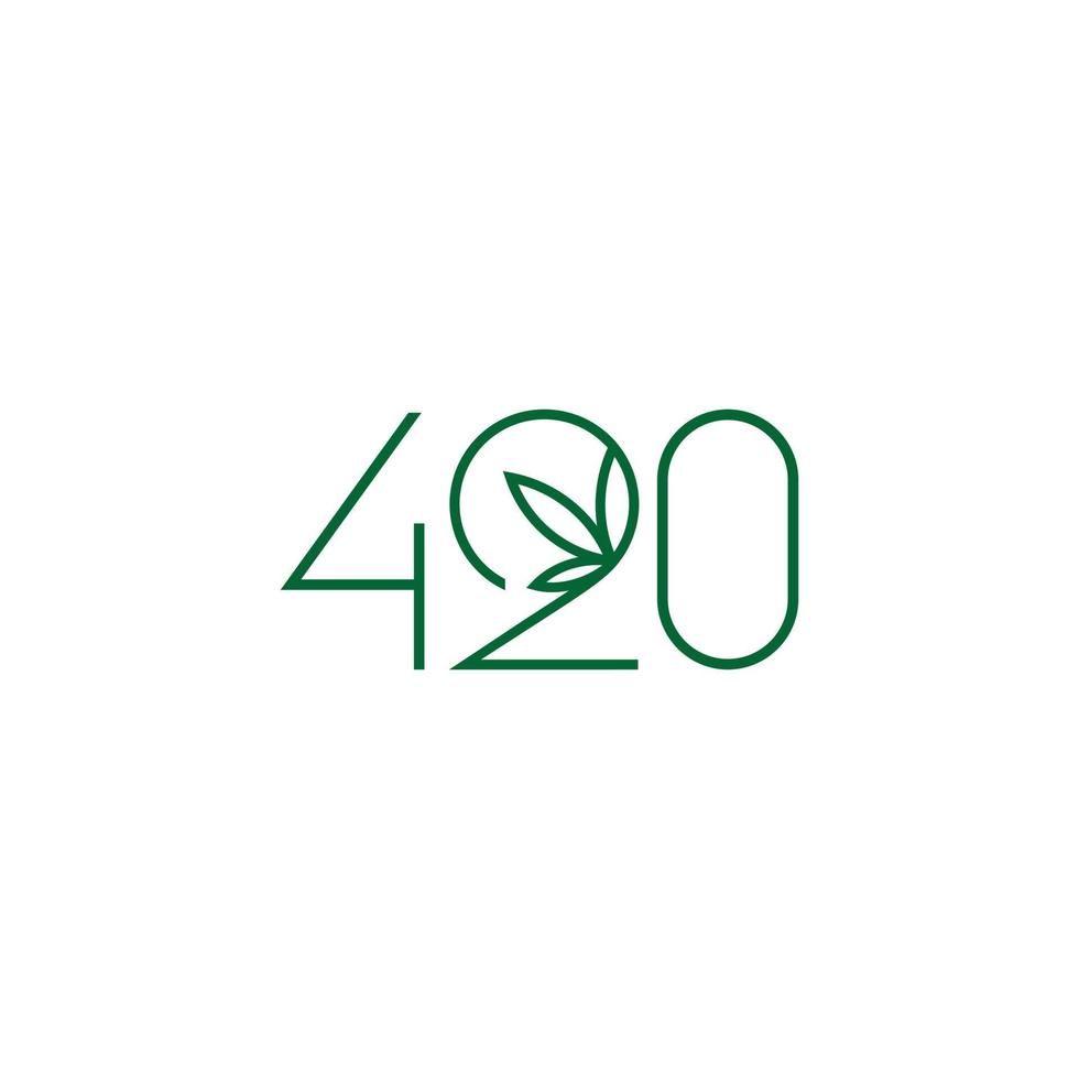 420 número do sinal. com modelo de logotipo de vetor de folha