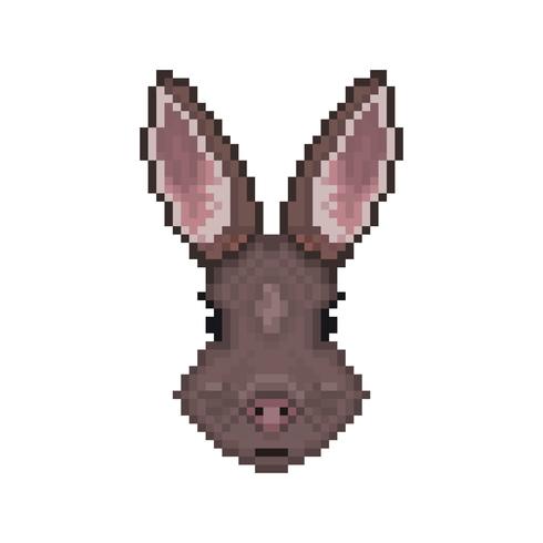 Cabeça de coelho em estilo de pixel art. vetor
