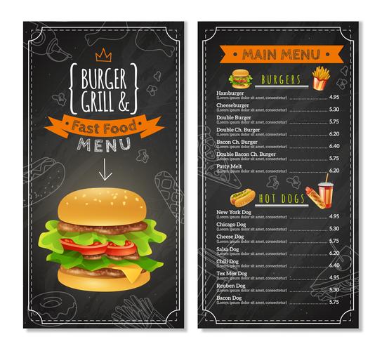 Menu de Fast Food vetor