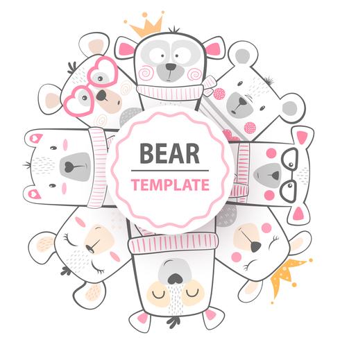 Ilustração de inverno bonito. Personagens de urso. vetor