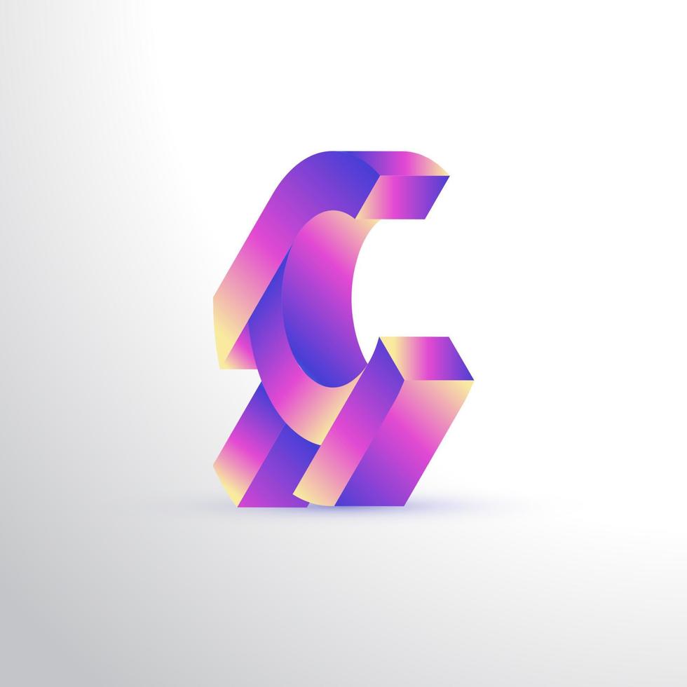 Design de logotipo 3D colorido letra c com conceito de águia de velocidade. logotipo ou ícone da águia rápida vetor