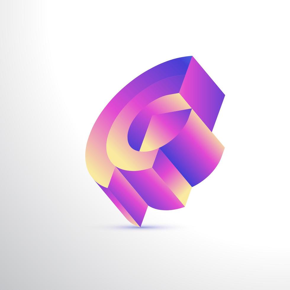 Design de logotipo 3D colorido letra g. logotipo ou ícone g moderno e abstrato vetor