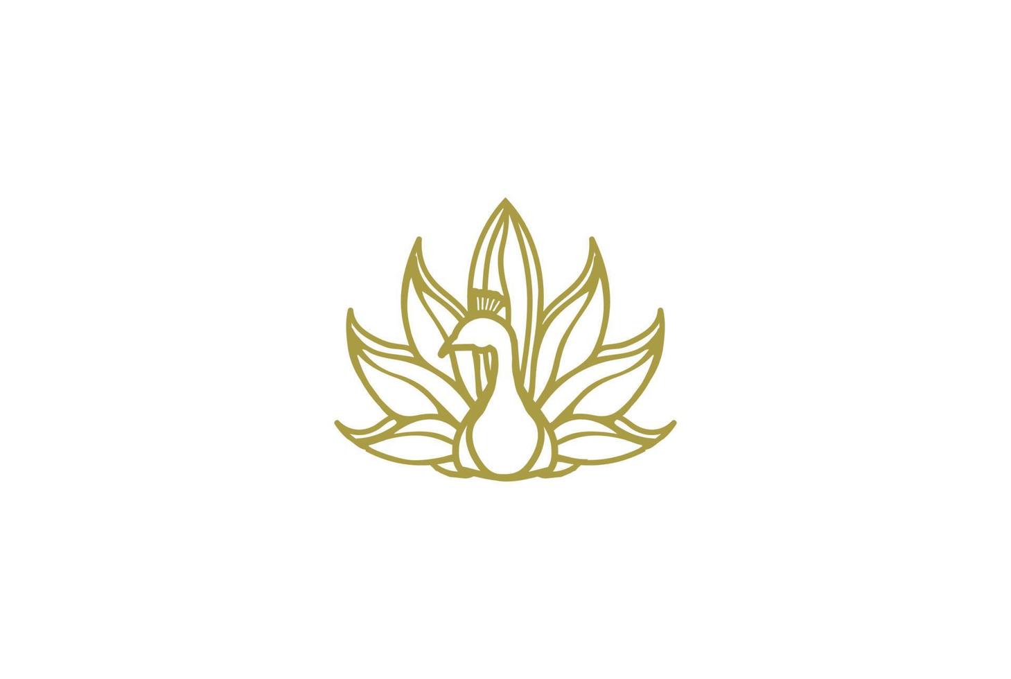 Vetor de design de logotipo de pavão de cisne dourado elegante e luxuoso