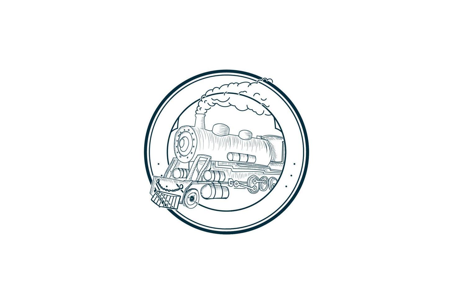 vetor de design de logotipo de locomotiva de trem a vapor retrô vintage