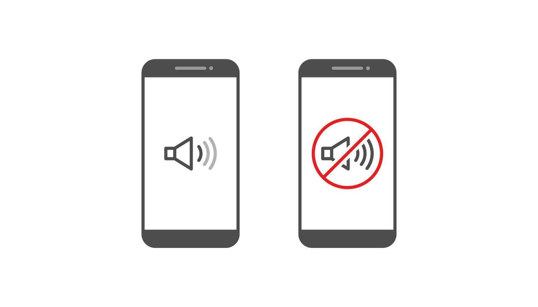 smartphone e design de vetor de notificação de ícone de som de áudio em fundo branco
