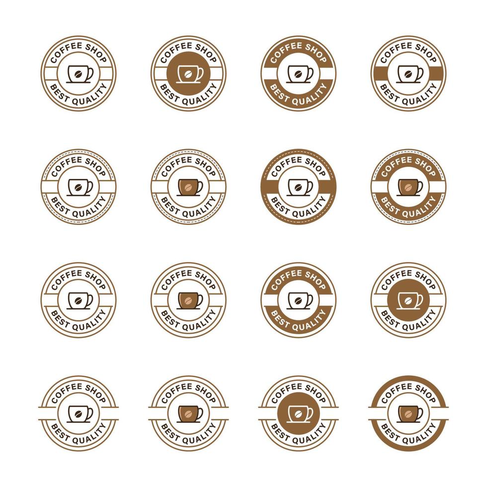 conjunto de café logotipo distintivo carimbo desenho vetorial vetor