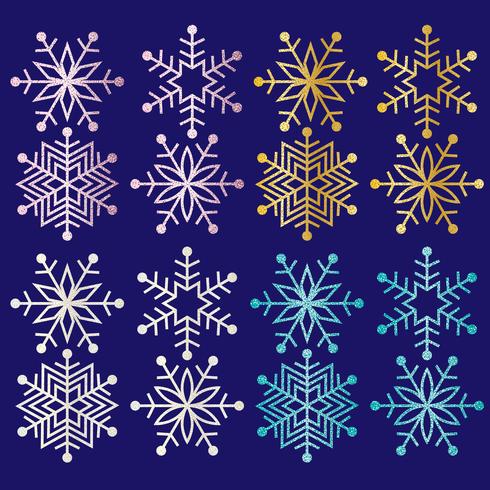 clipart de flocos de neve de glitter vetor