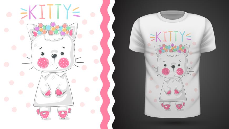 Ideia muito kittty para impressão t-shirt vetor