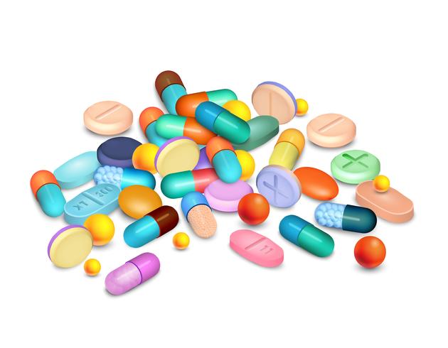 Composição realística médica dos comprimidos vetor