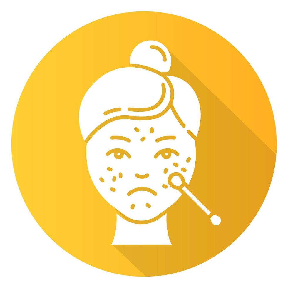 local tratamento significa ícone de glifo de sombra longa design plano amarelo. procedimento de cuidado da pele. beleza facial. efeito de limpeza e cura para pele problemática. produto médico. ilustração da silhueta do vetor