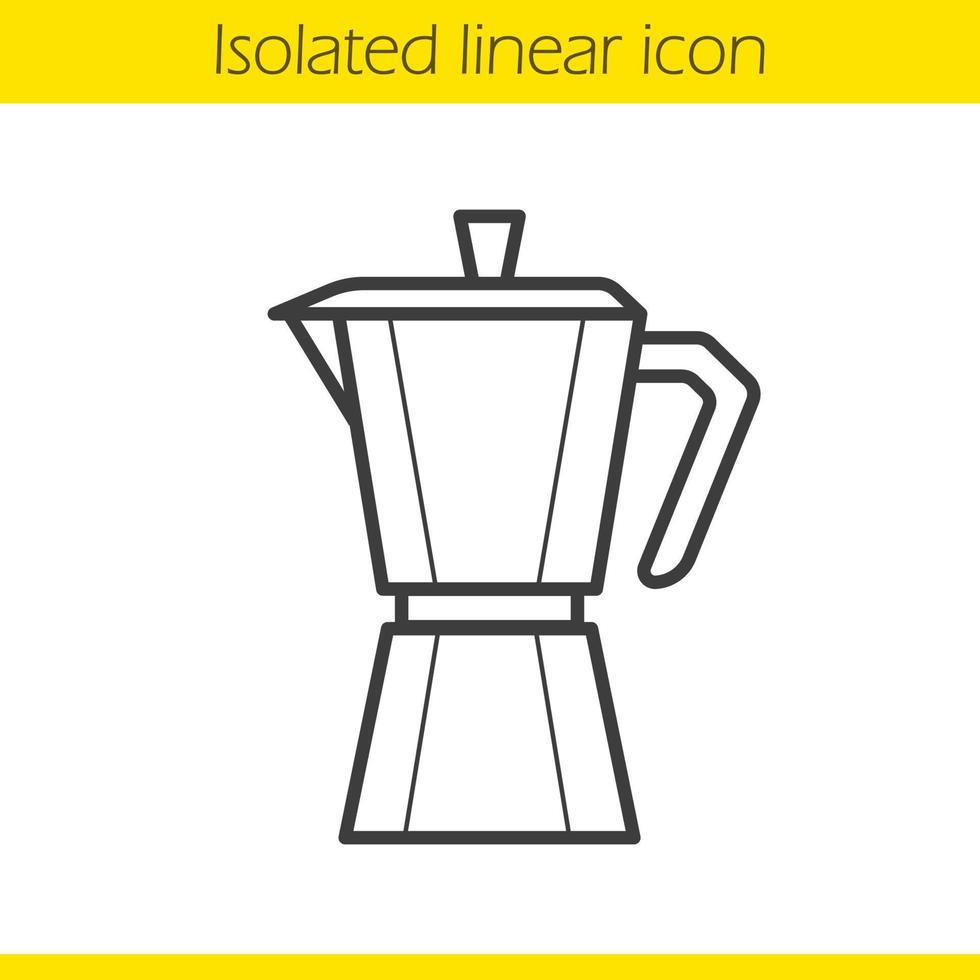 moka pot linear icon. ilustração de linha fina de cafeteira clássica. símbolo de contorno do pote mocha. desenho de contorno isolado de vetor