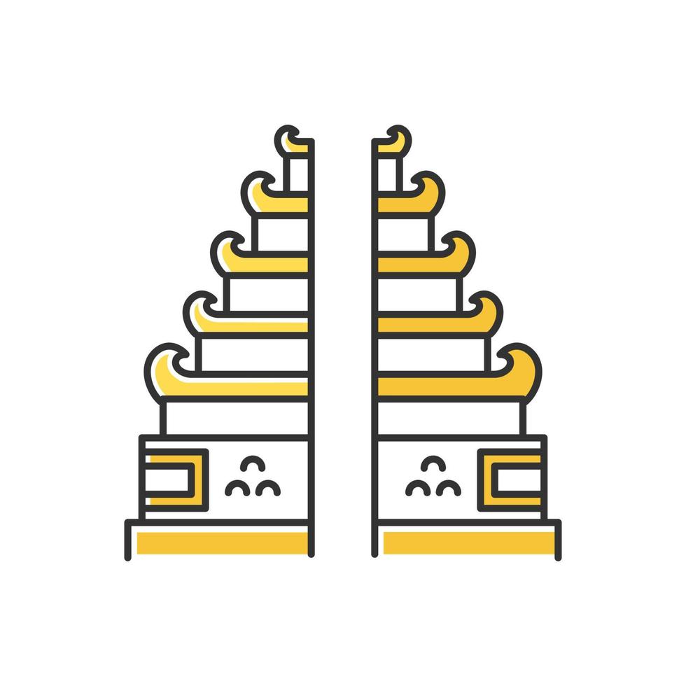 Templo de pura lempuyang em ícone de cor de bali. destinos turísticos e locais religiosos da Indonésia. Candi bentar hinduísta dividir a entrada do portão. turismo balinesa. ilustração vetorial isolada vetor