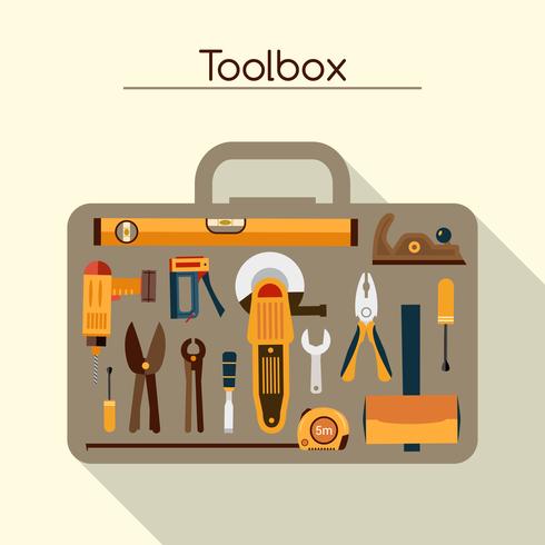 Caixa de ferramentas com ferramentas vetor