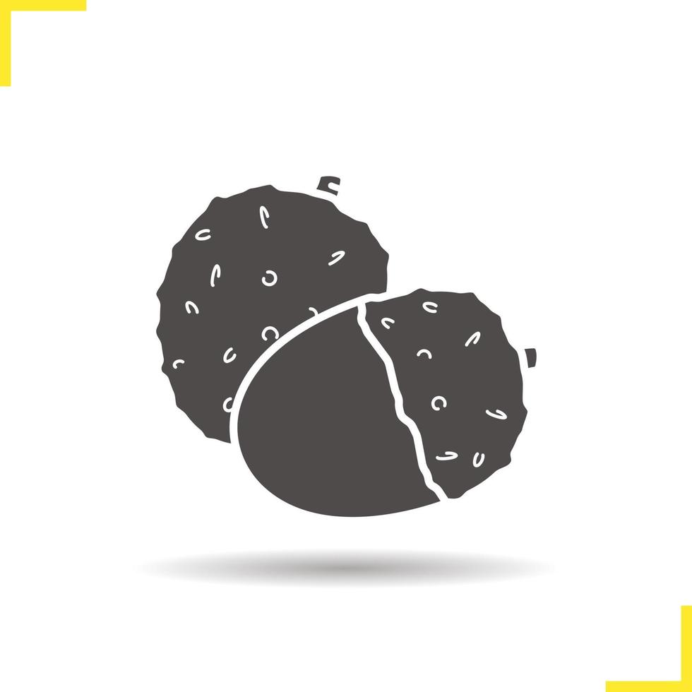 ícone do lichee. soltar o símbolo da silhueta de sombra. ilustração de vetor de fruta lichia isolada