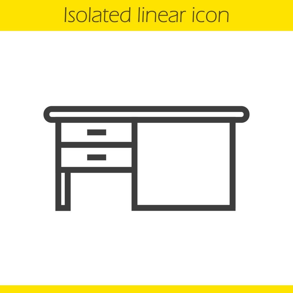 ícone linear de mesa. ilustração de linha fina. símbolo de contorno de escrivaninha. desenho de contorno isolado de vetor