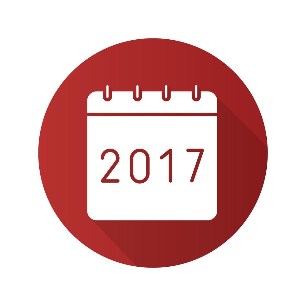 calendário de 2017 de ano novo. ícone de sombra longa de design plano. símbolo da silhueta do vetor