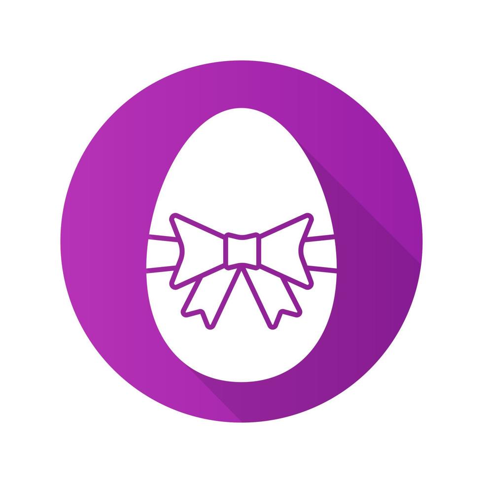 ícone de sombra longa de design plano de ovo de Páscoa. ovo de Páscoa com arco e fita. símbolo da silhueta do vetor