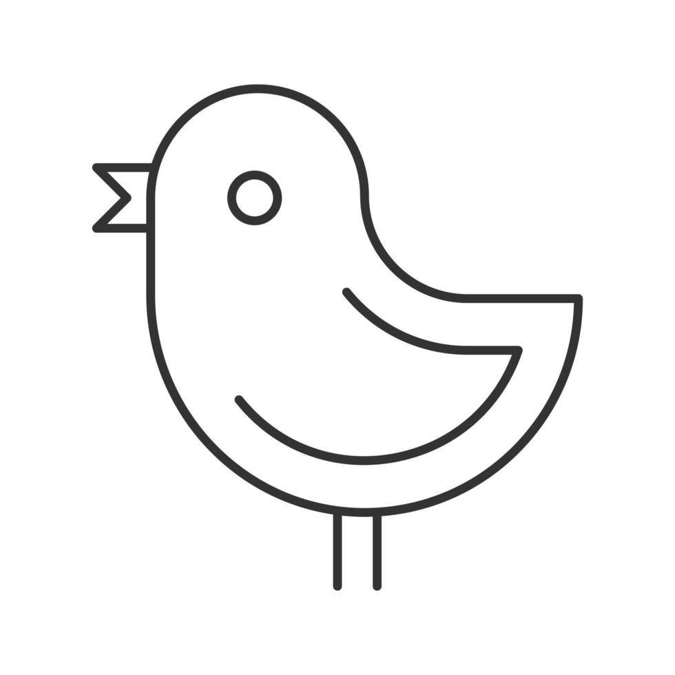 ícone linear de frango. ilustração de linha fina. símbolo de contorno do filhote. desenho de contorno isolado de vetor
