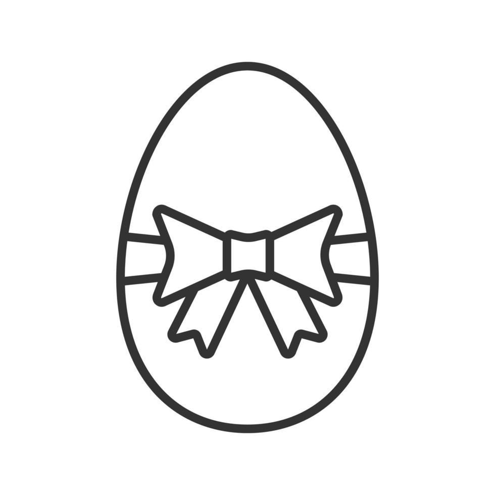 ícone linear de ovo de Páscoa. ilustração de linha fina. ovo de Páscoa com símbolo de contorno de arco e fita. desenho de contorno isolado de vetor