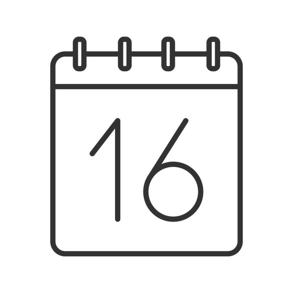 ícone linear do calendário de 16 de abril. ilustração de linha fina. símbolo de contorno do dia de Páscoa. desenho de contorno isolado de vetor