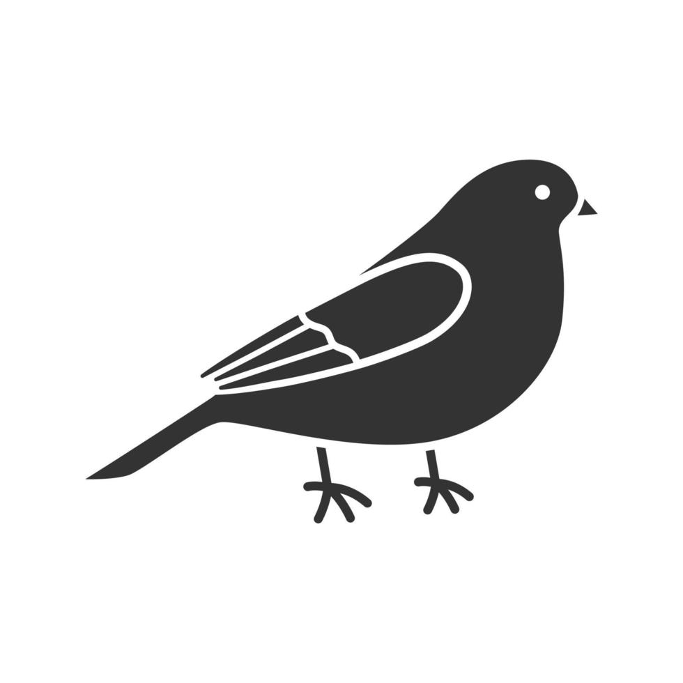 ícone de glifo canário. pássaro canoro. símbolo da silhueta. espaço negativo. ilustração isolada do vetor