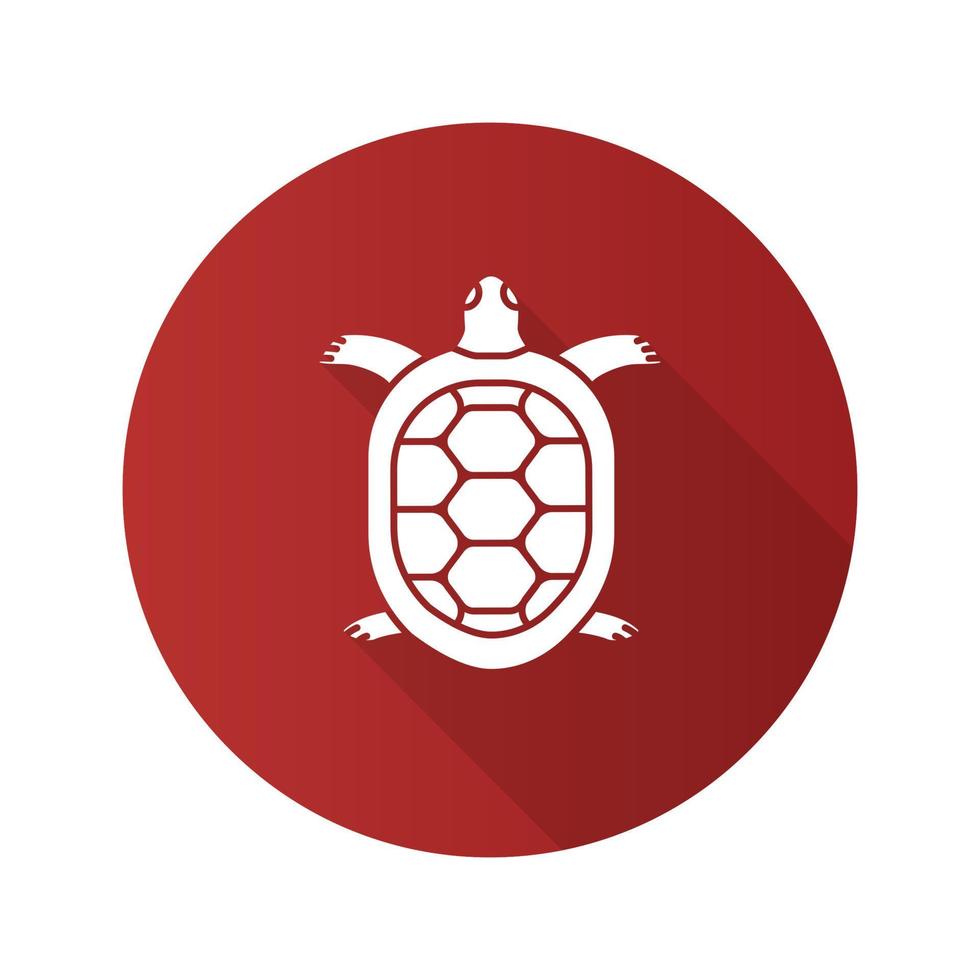 ícone de glifo de sombra longa tartaruga design plano. tartaruga. ilustração da silhueta do vetor
