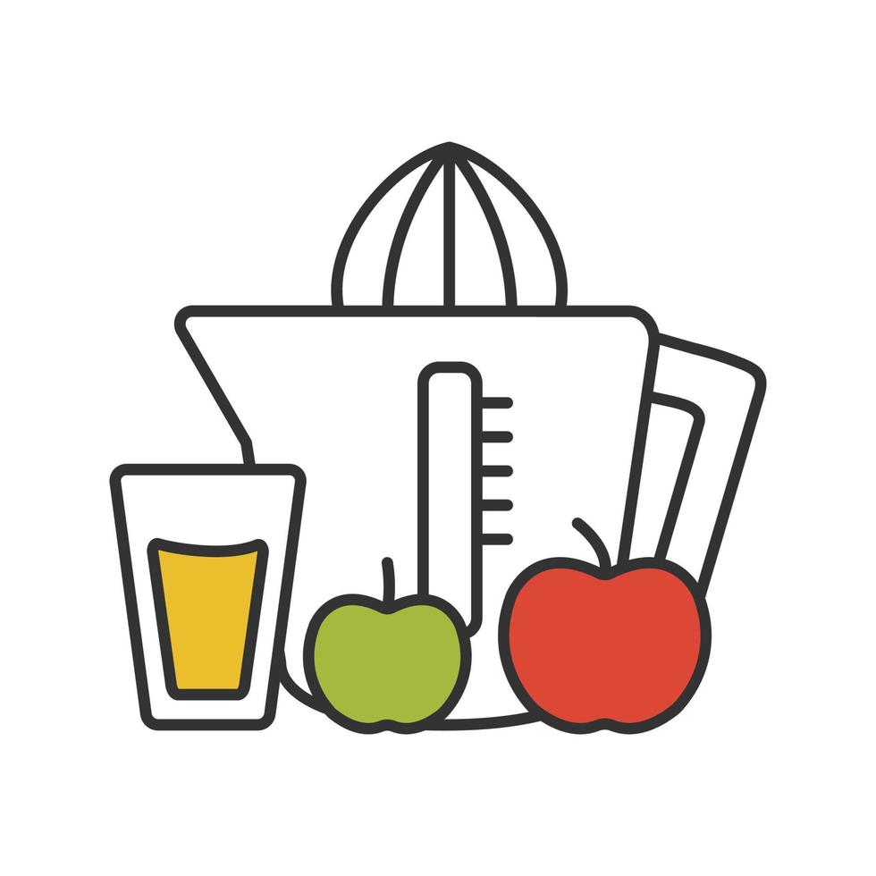 ícone de cor do espremedor. máquina de sucos. suco de maçã caseiro. ilustração vetorial isolada vetor