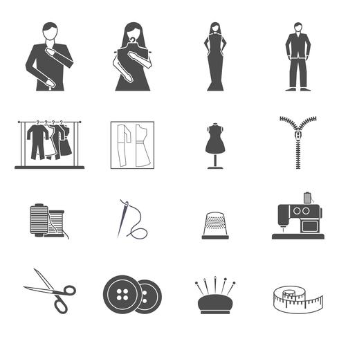 Conjunto de ícones de ferramentas de designer de moda vetor