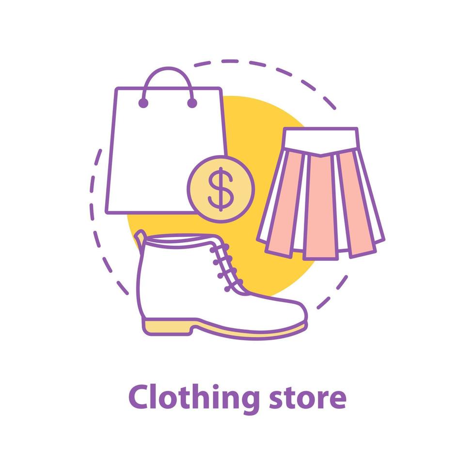 ícone do conceito de loja de roupas. ilustração de linha fina de ideia de compra. compra de roupas. fazendo compra. desenho de contorno isolado de vetor