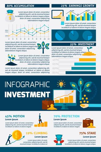 Infográfico de cor plana de investimento vetor