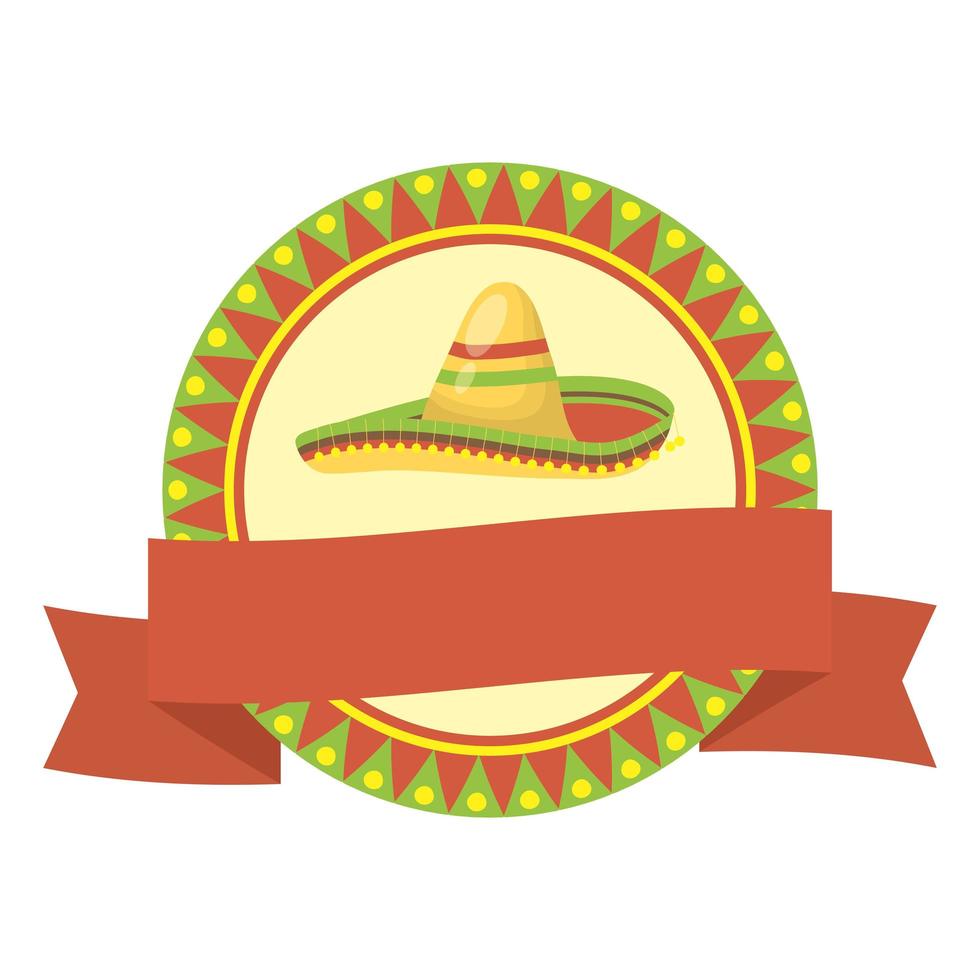 ícone isolado de chapéu tradicional mexicano vetor