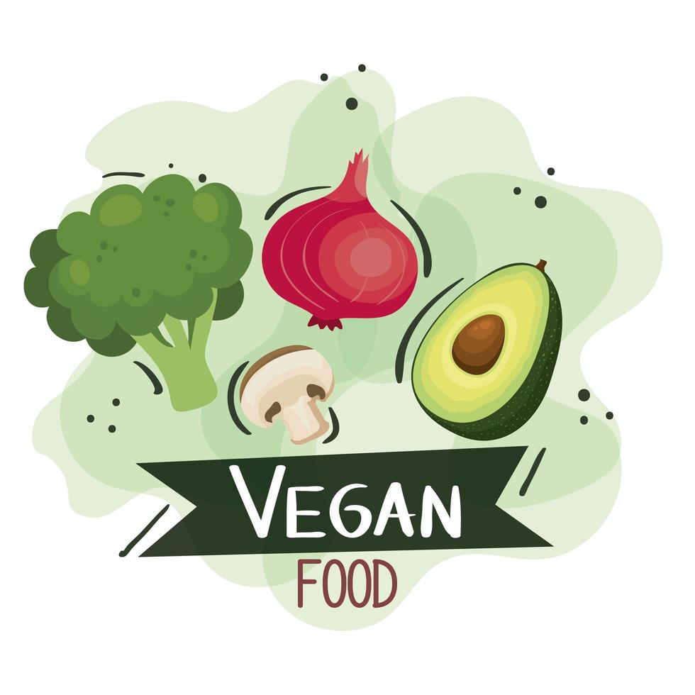 pôster de comida vegana com vegetais vetor
