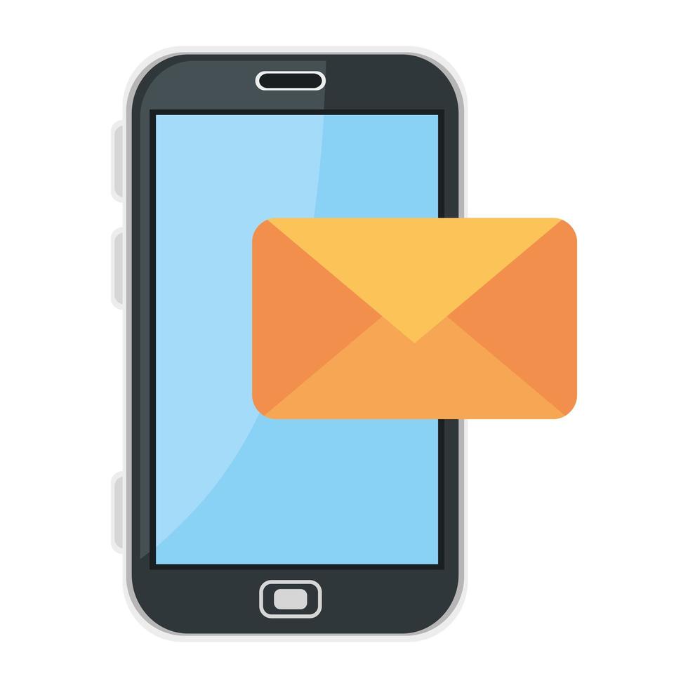 mensagem de envelope isolado e design de vetor de smartphone