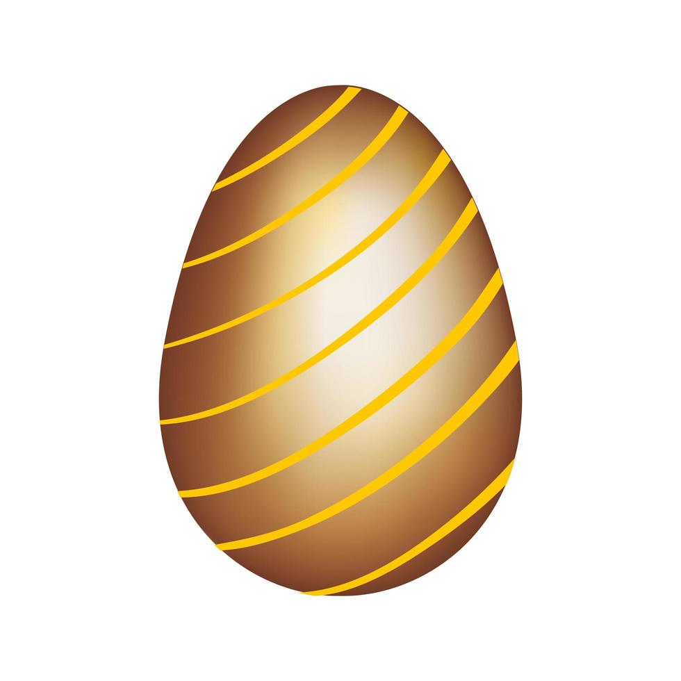 ovo dourado de Páscoa com linhas decoradas ícone isolado vetor