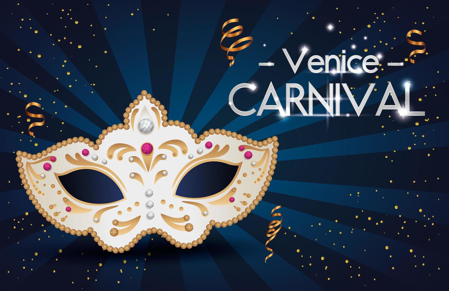 carnaval de veneza com máscara e decoração vetor