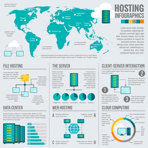 Cartaz de infográfico mundial de hospedagem de arquivo vetor