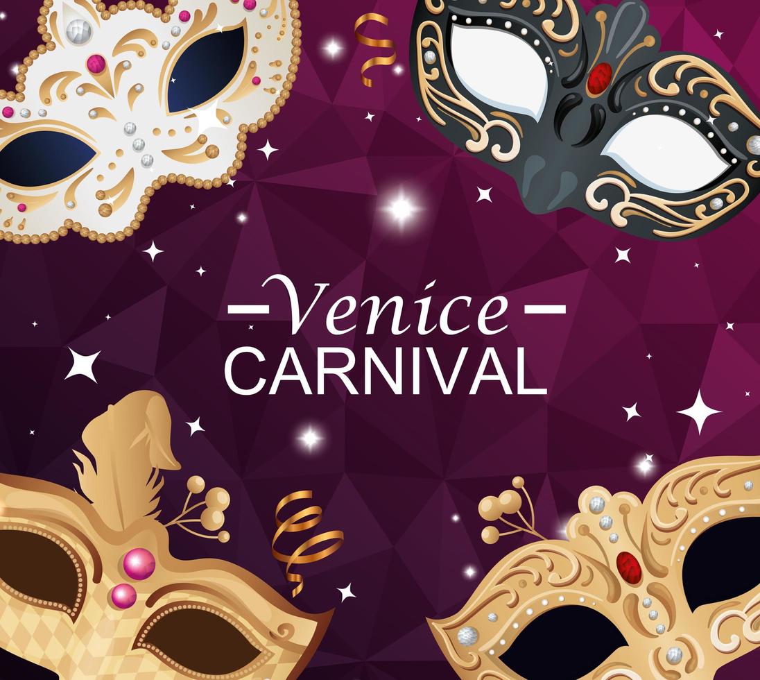 carnaval de veneza com máscaras e decoração vetor