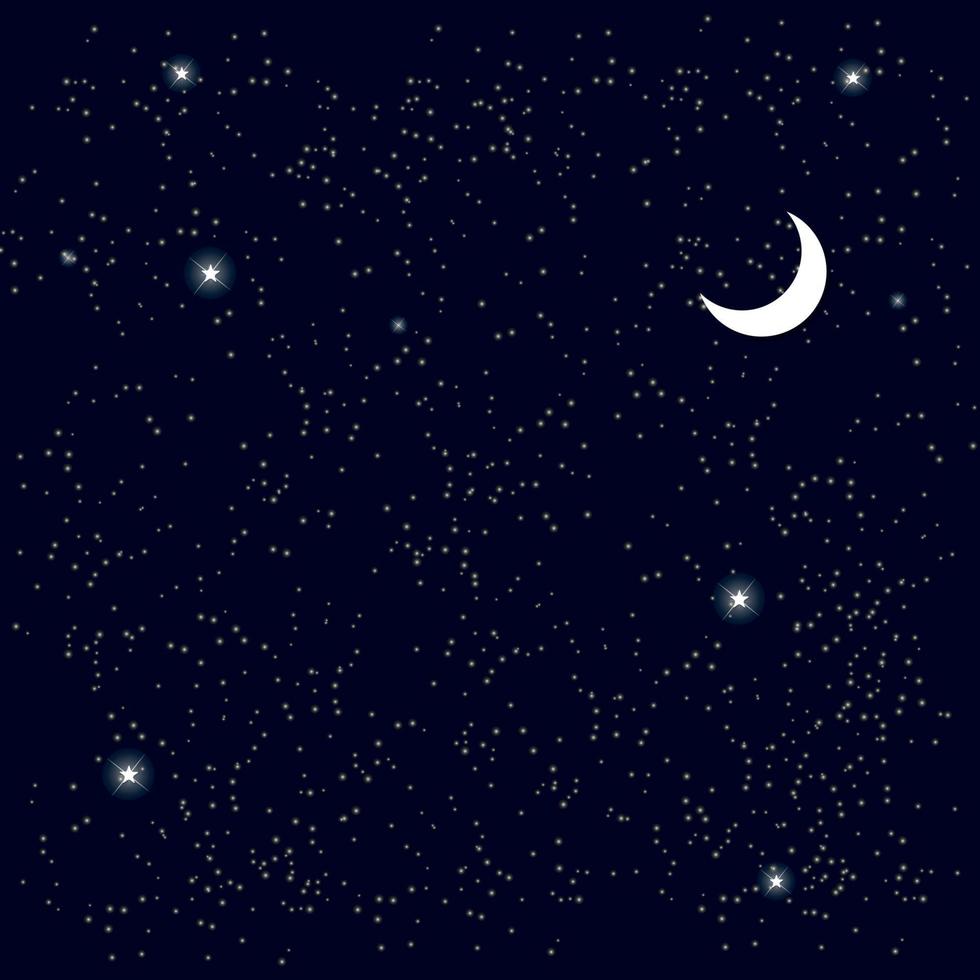 espaço. céu estrelado com a lua. ilustração vetorial. vetor
