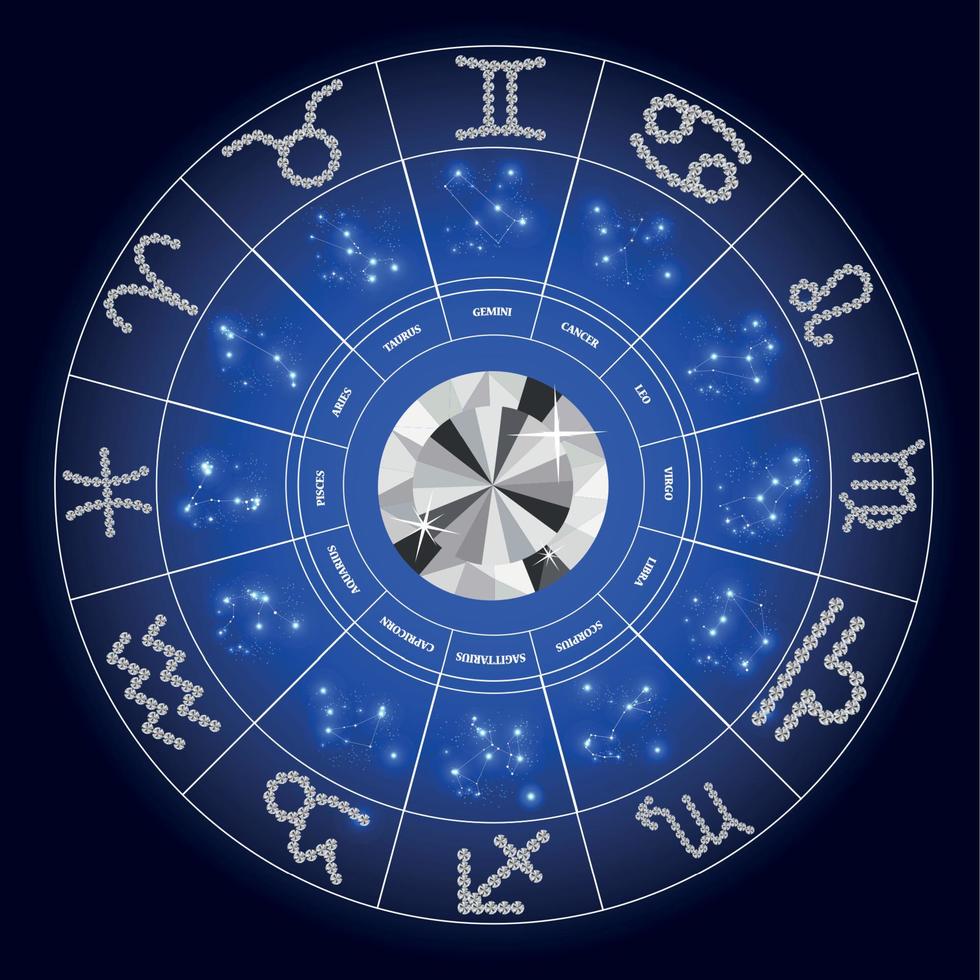 conjunto de diamante do signo do símbolo do Zodíaco. ilustração vetorial. vetor